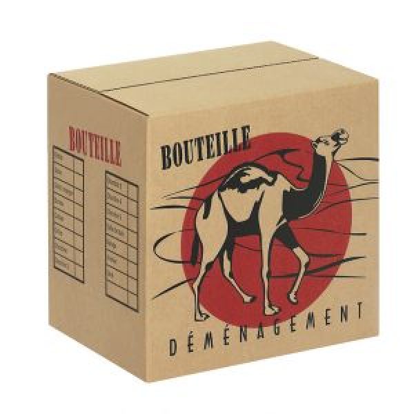 Carton 12 bouteilles debout, croisillon collé, Dimensions extérieures : 339 x 253 x 330 mm (0.028 m3)